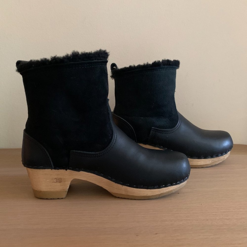 No.6 5" Shearling Clog Boot Mid Heel Suede Size 7